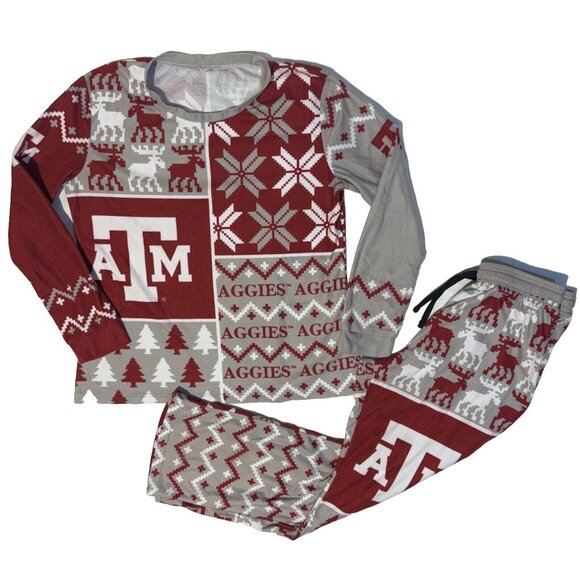 Texas A&M Aggies Womens Busy Block Family Holiday Pajama Set M/L - Picture 1 of 8